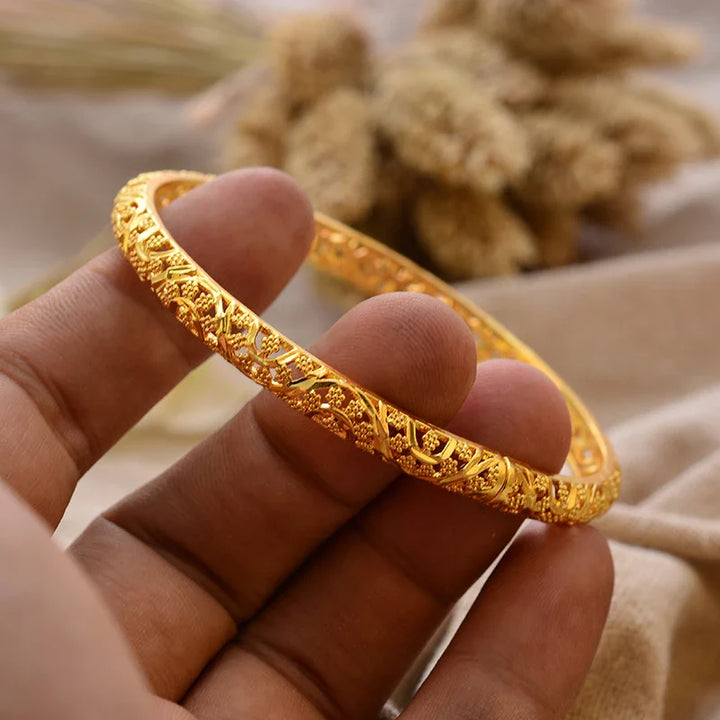 Women's Gold Plated Bangles Arabic Wedding Bracelet-The Yellow Prime