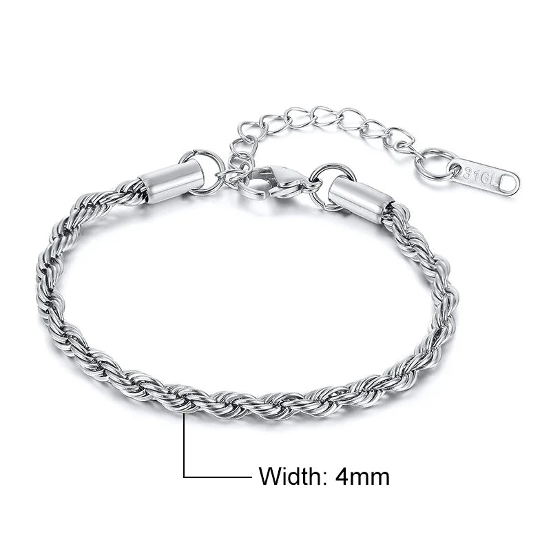 Women's Twisted Stainless Steel Rope Chain Bracelet-The Yellow Prime