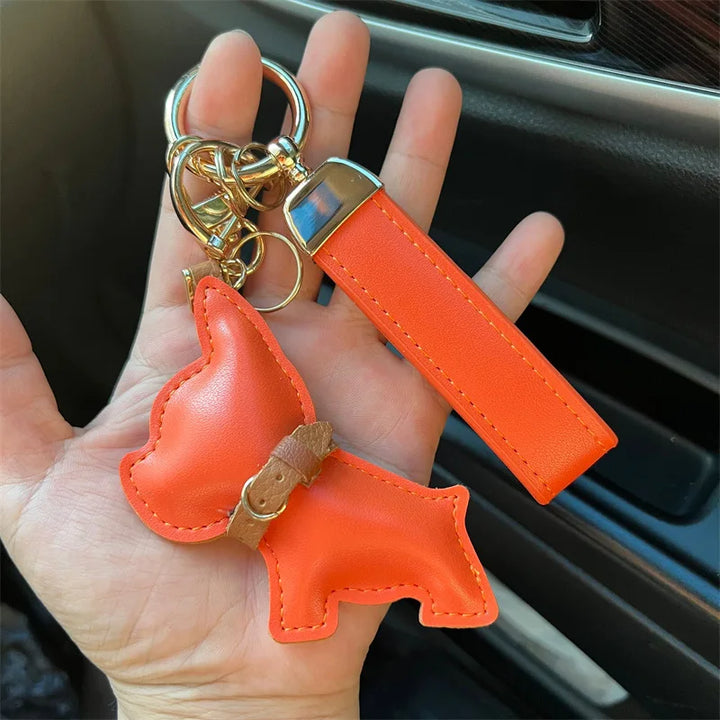 Women's Leather Dog Keychain Car Charm Hanging Accessory-The Yellow Prime