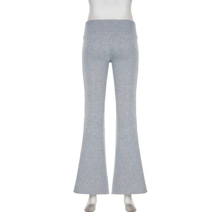 Women's Casual Solid Flare Pants Low-Waisted Boot Cut Streetwear-The Yellow Prime