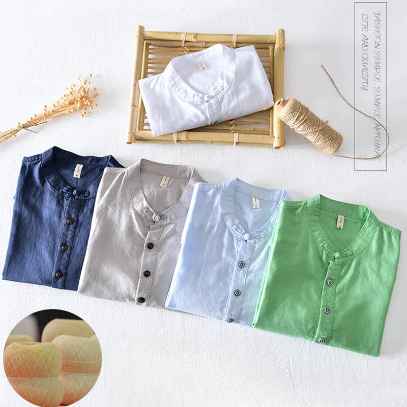 Men's Cotton-Linen Horizon Shirt-The Yellow Prime