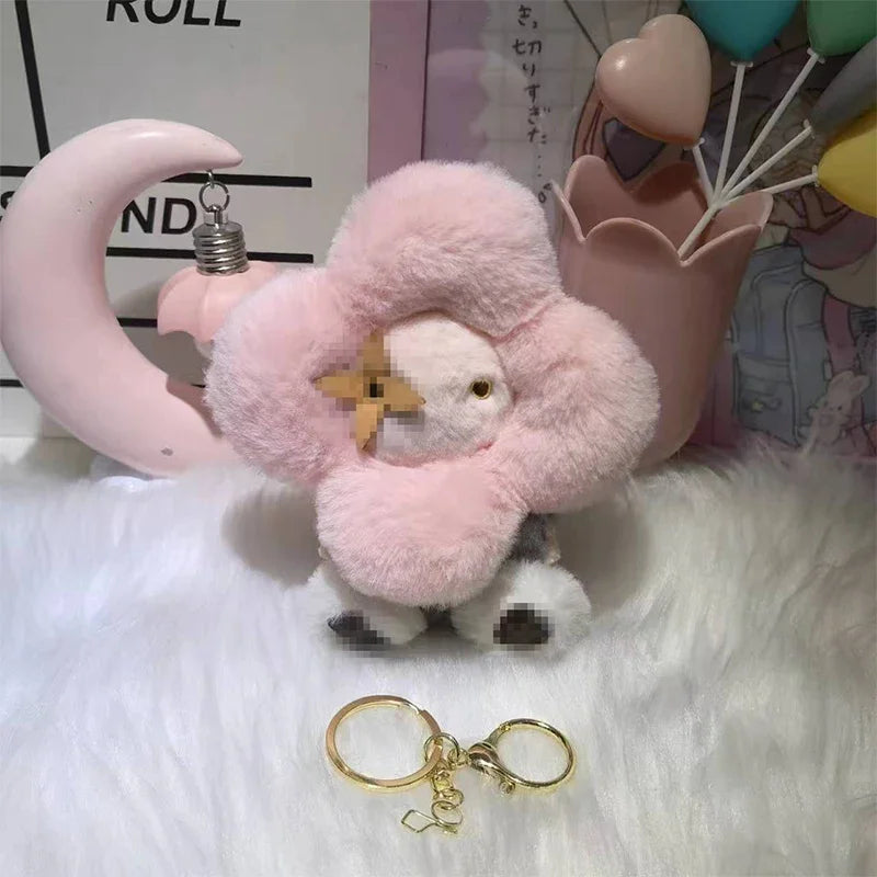 Women's Pink Sunflower Plush Keychain Bag Charm Mini Cozy Gift-The Yellow Prime