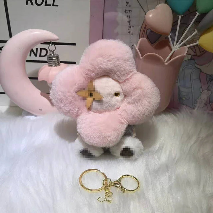 Women's Pink Sunflower Plush Keychain Bag Charm Mini Cozy Gift-The Yellow Prime
