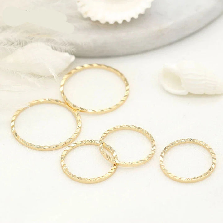 Women's 14K Gold Plated Brass Jewelry Ring Connectors - 10 Pieces-The Yellow Prime