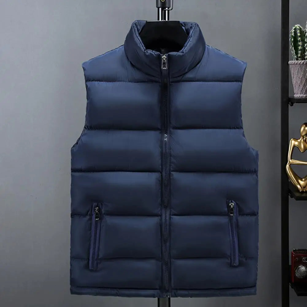Men's Lightweight Quilted Puffer Vest with Slim Stand Collar
