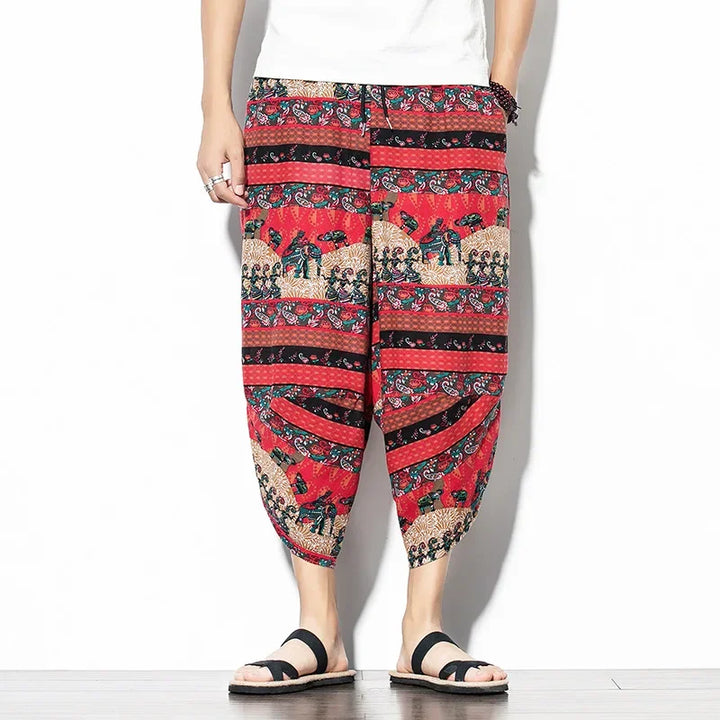 Men's Indigo Cropped Trousers-The Yellow Prime