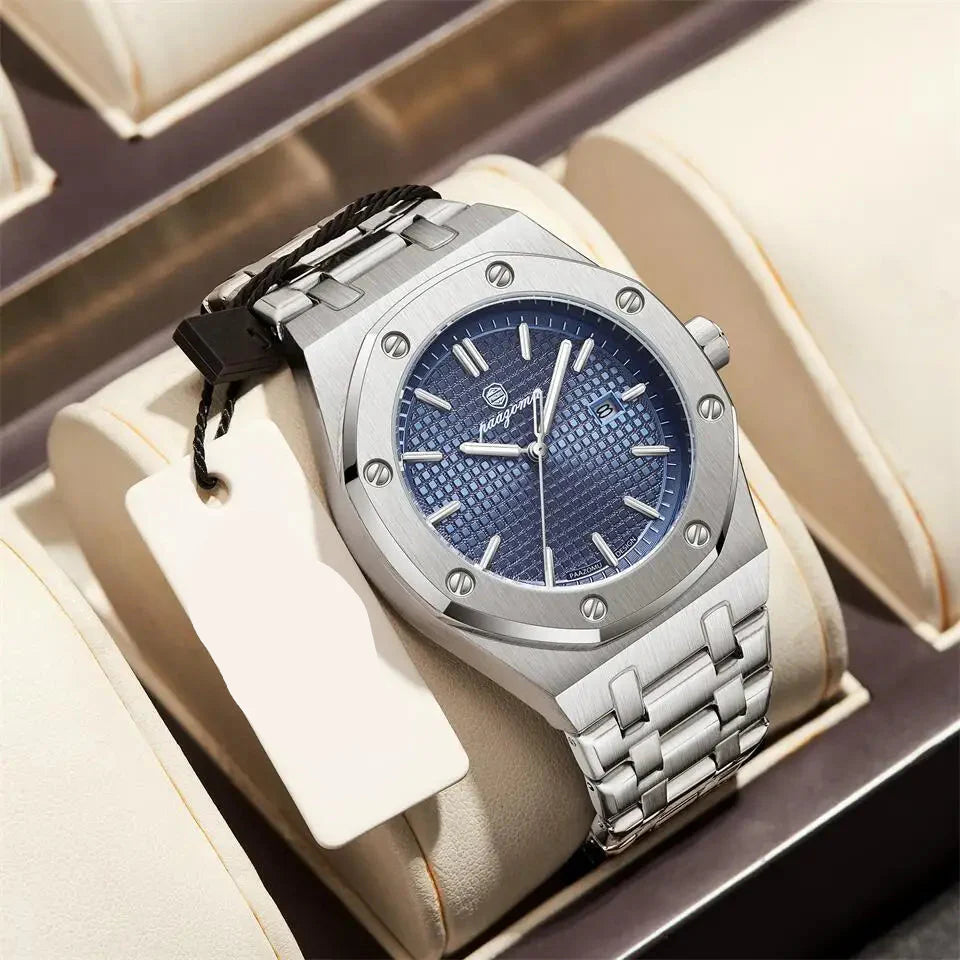 Men's Waterproof Quartz Stainless Steel Business Watch with Date-The Yellow Prime