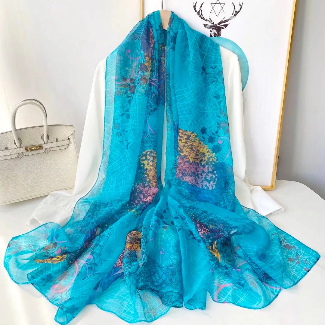Women's Lightweight Flowy Silk Scarf - Long Sheer Wrap-The Yellow Prime
