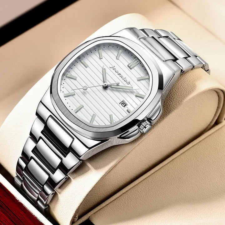 Men's Stainless Steel Waterproof Luminous Quartz Watch with Date-The Yellow Prime
