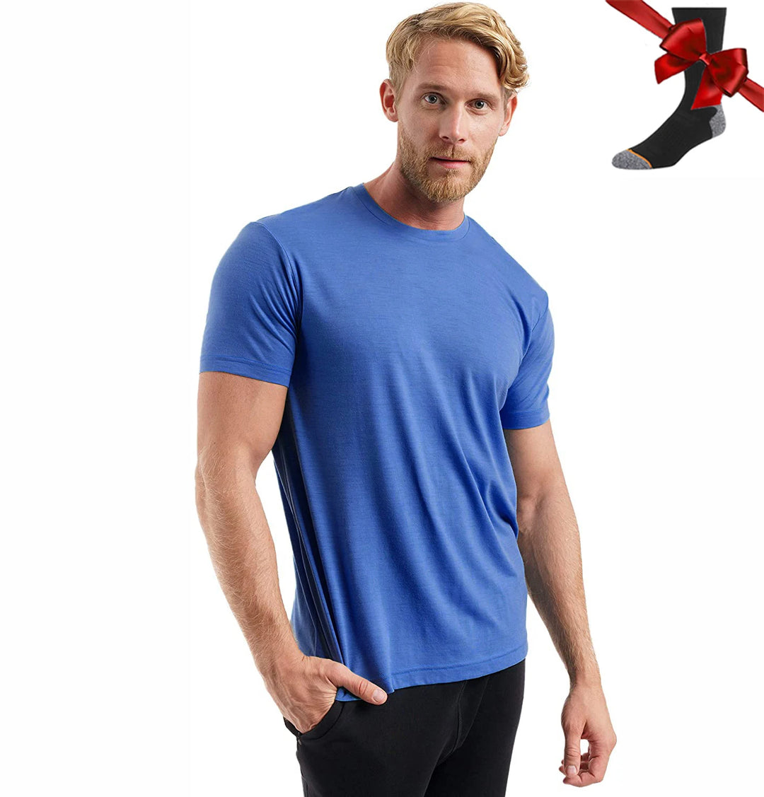 Men's Superfine Merino Wool Base Layer T-Shirt and Socks Set-The Yellow Prime
