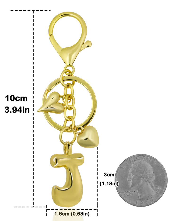 Women's Personalized Gold Bubble Letter Keychain Bag Charm Gift-The Yellow Prime