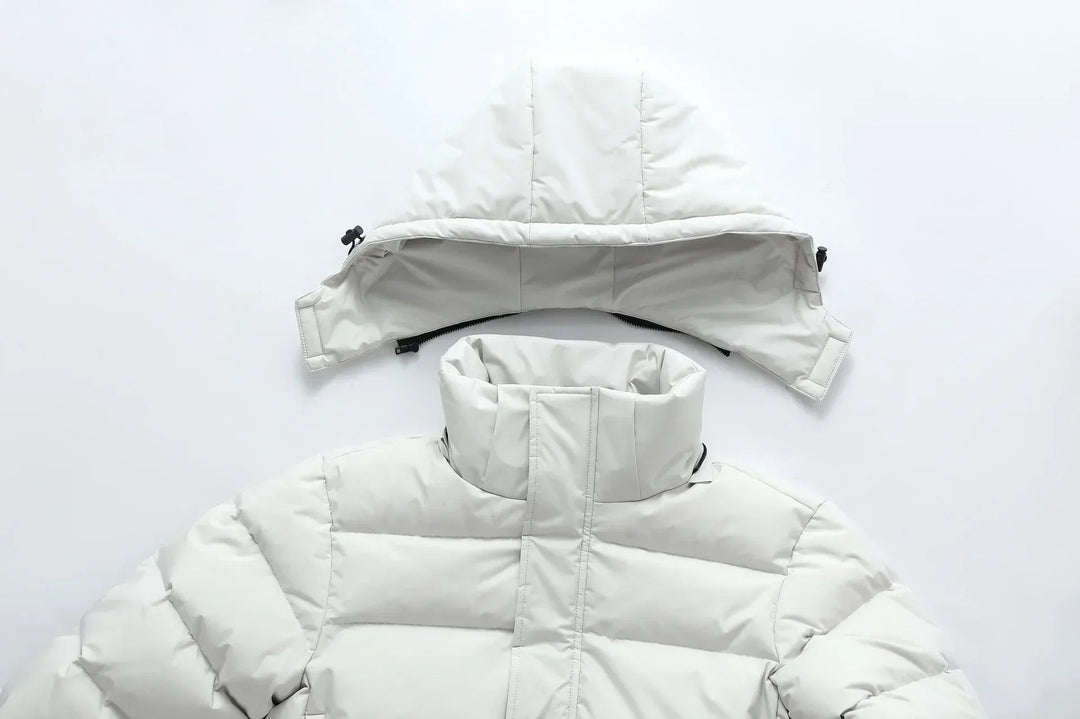 Herren-Langjacke mit Kapuze, Wattierung und durchgehendem Reißverschluss