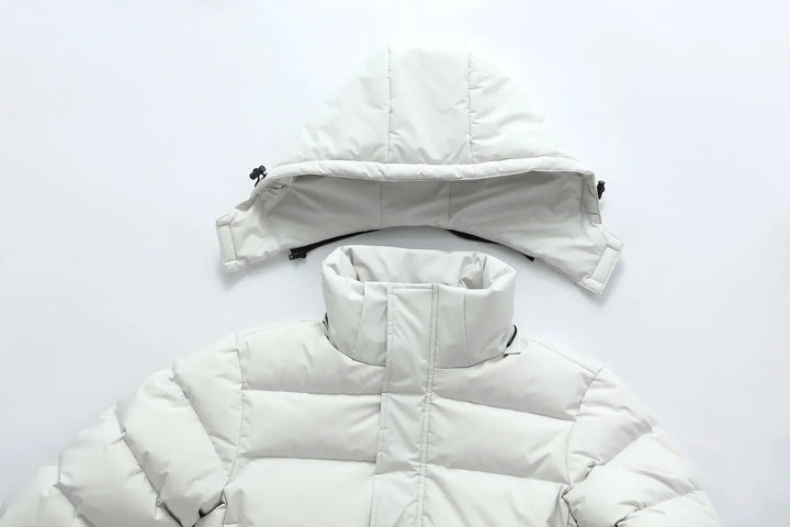 Herren-Langjacke mit Kapuze, Wattierung und durchgehendem Reißverschluss