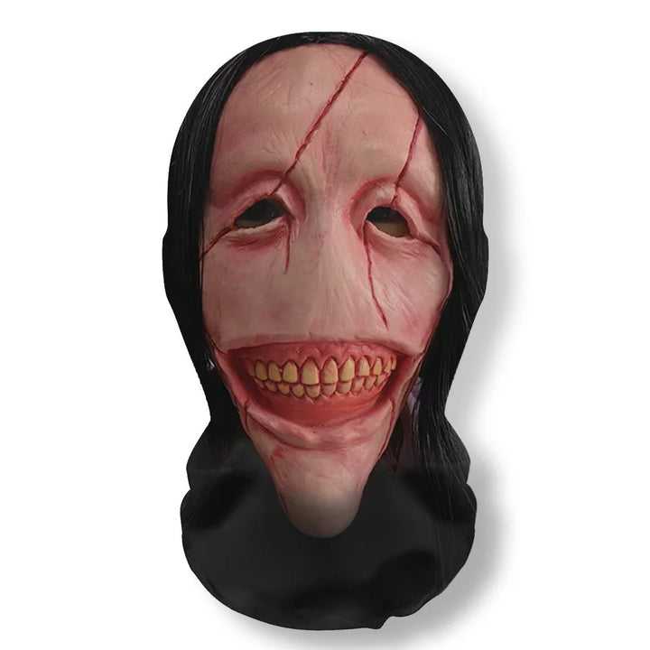 Halloweens 3D-spøkelsesmaske med ansikt, elastisk nettinghodeplagg som dekker hele skallen