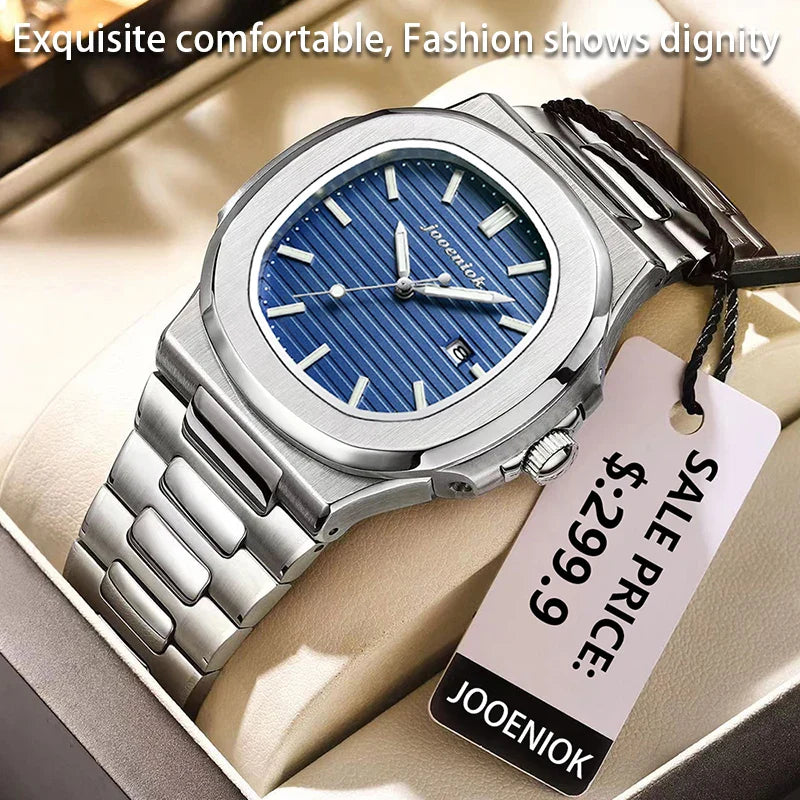 Men's Stainless Steel Waterproof Luminous Quartz Watch with Date-The Yellow Prime