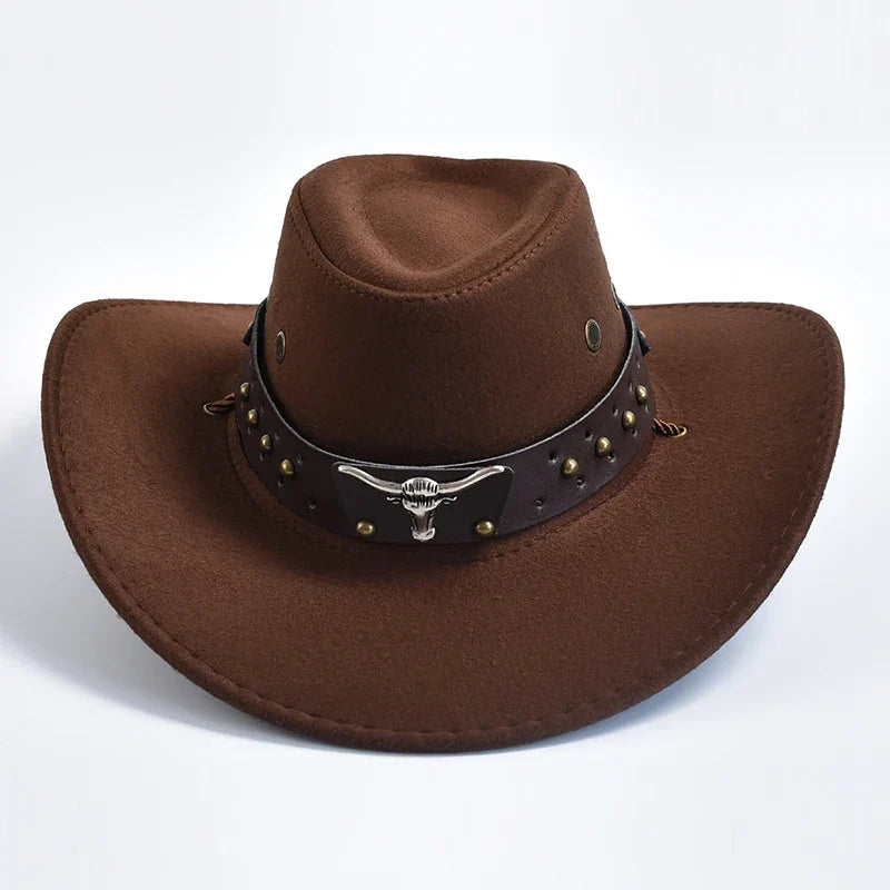 Men's Suede Cowboy Hat with Chin Strap for Western Style