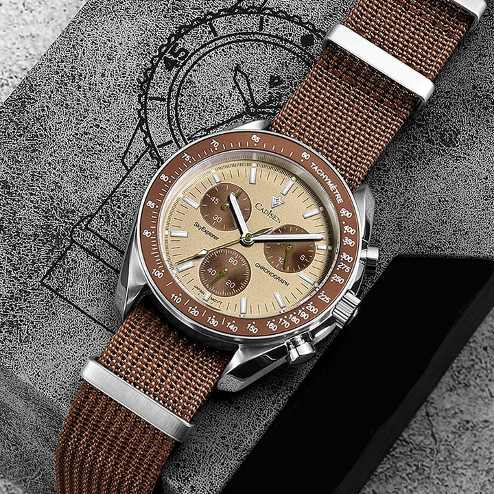Men's Quartz Chronograph Canvas Watch with Sapphire Crystal-The Yellow Prime