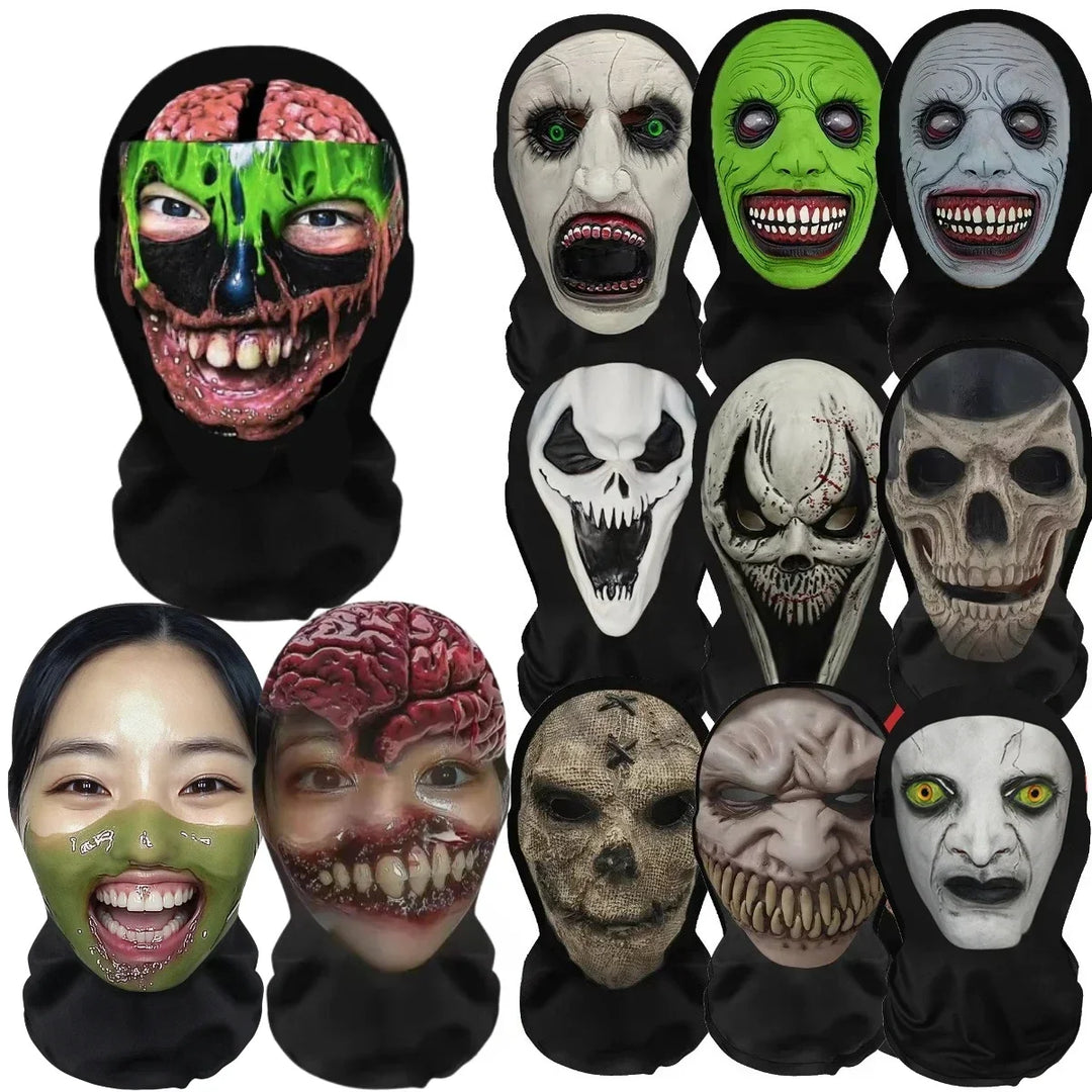 Halloweens morsomme cosplay-parykk- og maskesett for kreativ hodebekledning