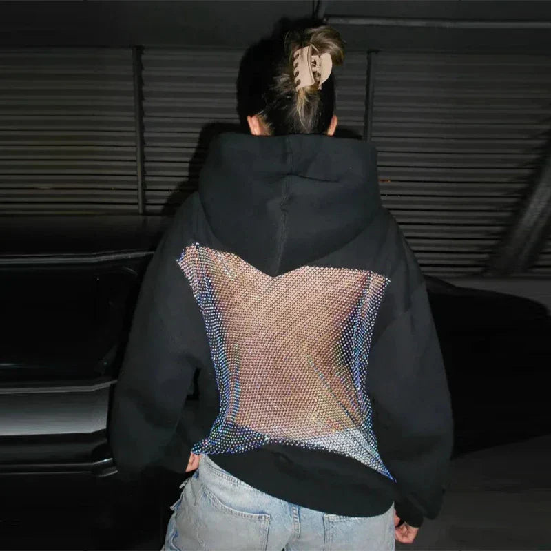 Women's Oversized Relaxed Hooded Pullover with Mesh Back for Streetwear-The Yellow Prime