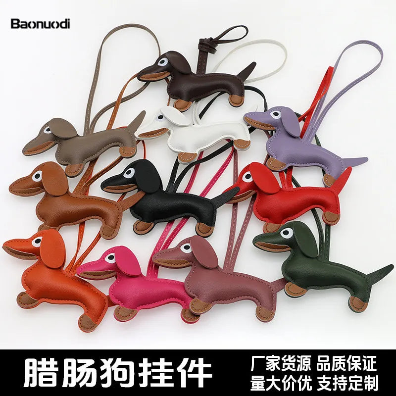 Women's Dachshund Leather Bag Charm Keychain Gift-The Yellow Prime
