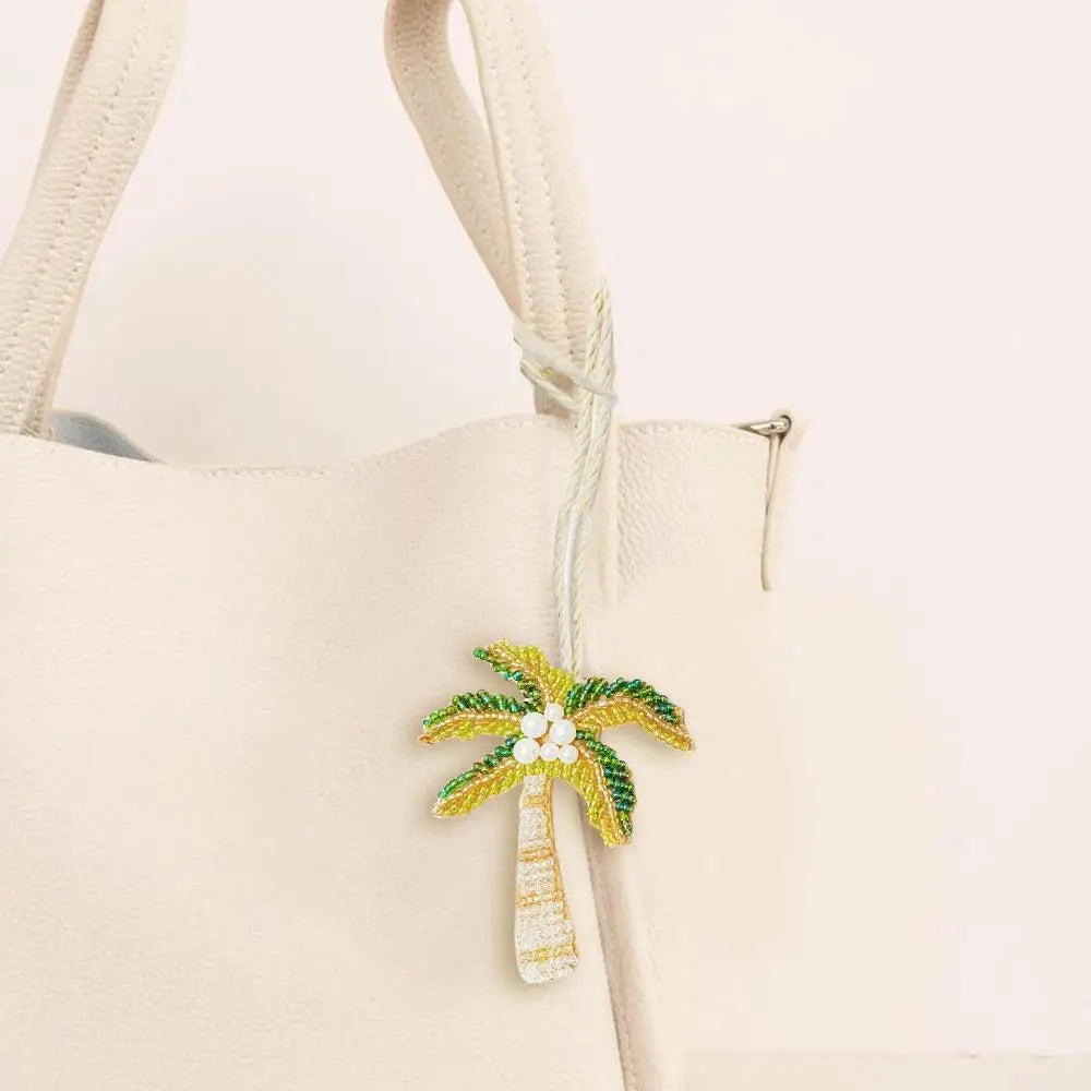 Women's Handmade Sequin Patch Coconut Tree Keyring Bag Pendant-The Yellow Prime