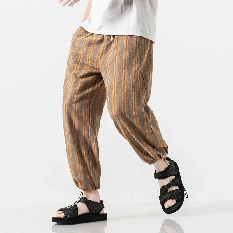 Men's Stripe Cotton Joggers - Cabo Style-The Yellow Prime