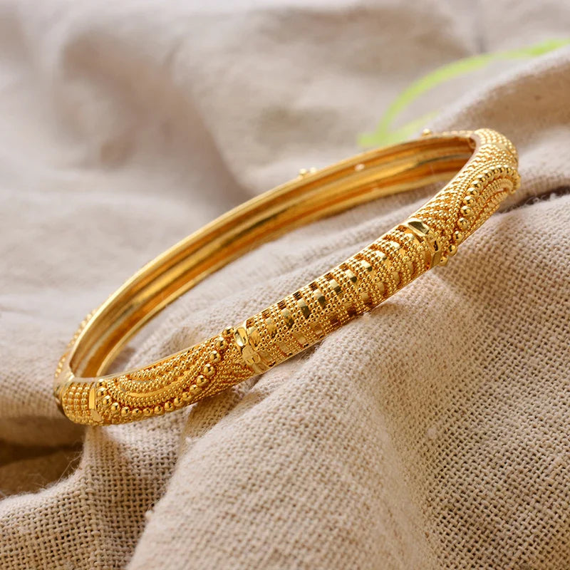 Women's Gold Plated Bangles Arabic Wedding Bracelet-The Yellow Prime