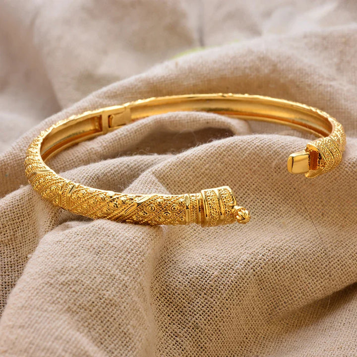 Women's Gold Plated Bangles Arabic Wedding Bracelet-The Yellow Prime
