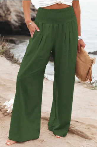 Women's casual drawstring wide-leg pants for spring and summer-The Yellow Prime