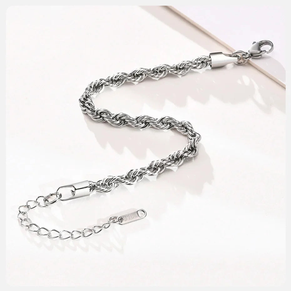 Women's Twisted Stainless Steel Rope Chain Bracelet-The Yellow Prime