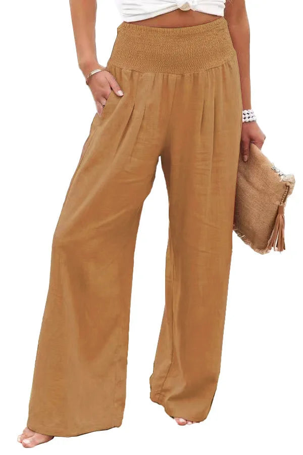Women's casual drawstring wide-leg pants for spring and summer-The Yellow Prime