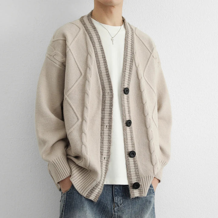 Men's Cable Knit Cardigan - Alderidge Style-The Yellow Prime