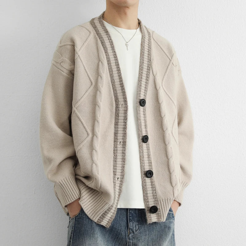 Men's Cable Knit Cardigan - Alderidge Style-The Yellow Prime