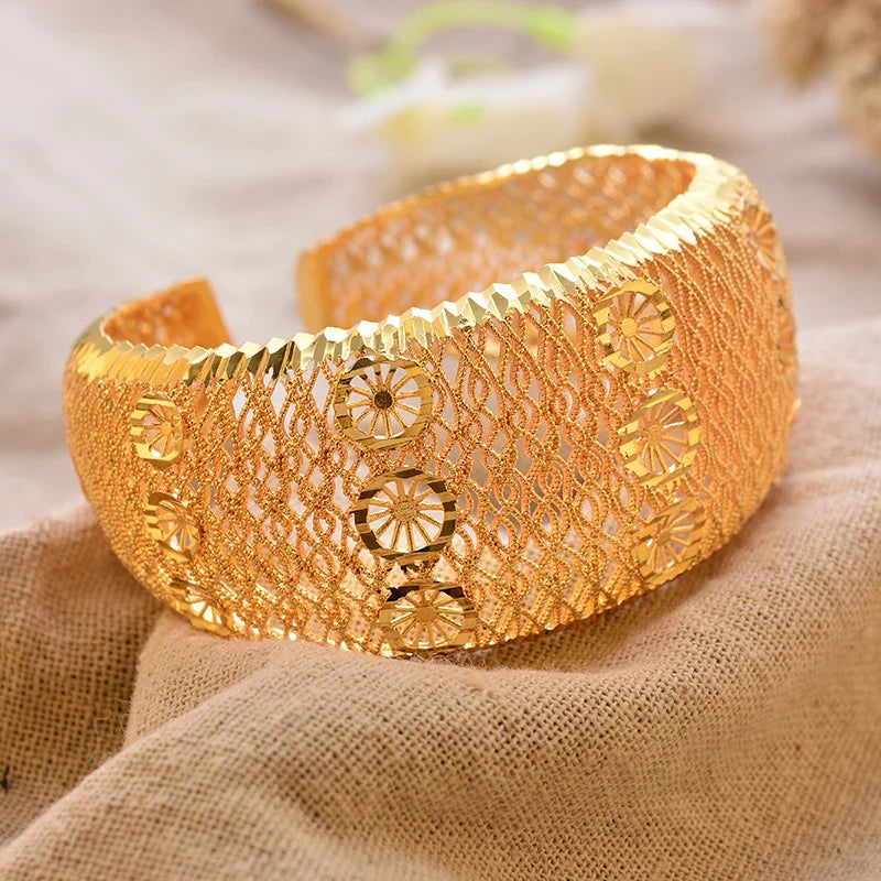Women's Gold Plated Bangles Arabic Wedding Bracelet-The Yellow Prime