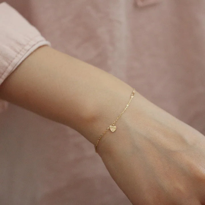 Women's Gold Heart Bracelet 14K Plated Silver Valentine's Gift-The Yellow Prime