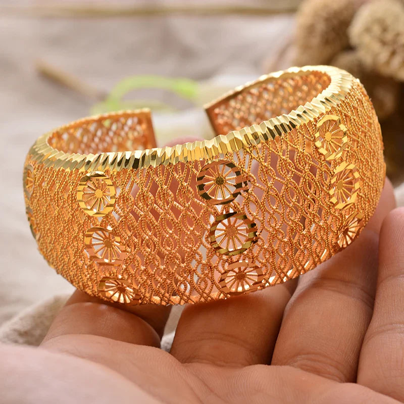 Women's Gold Plated Bangles Arabic Wedding Bracelet-The Yellow Prime