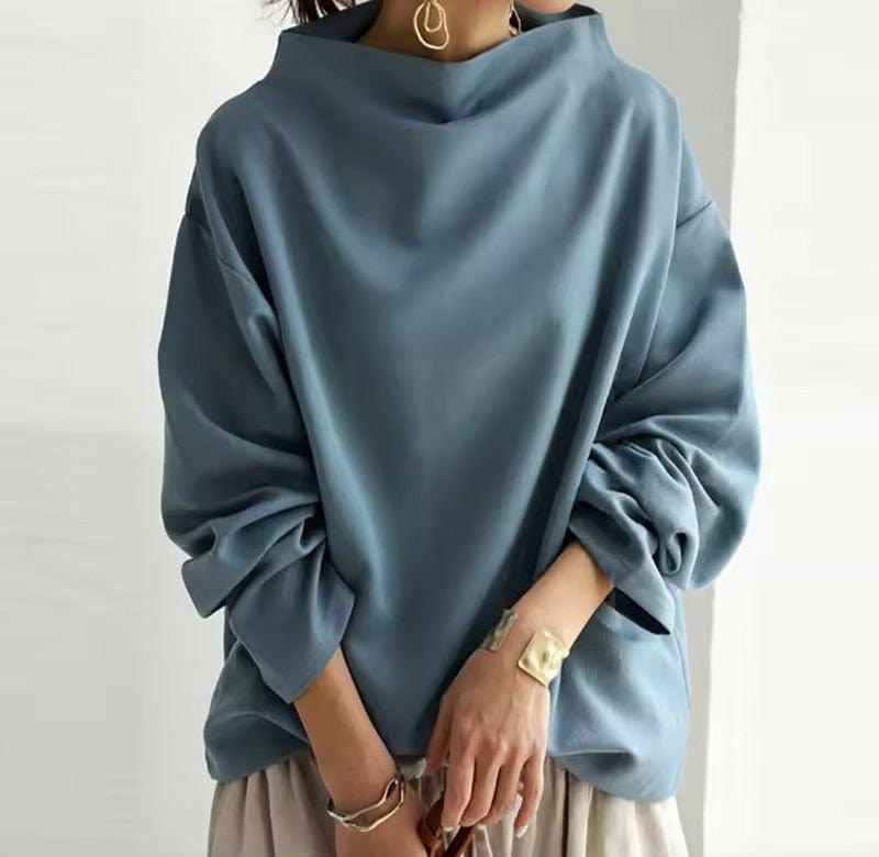 Oversize-Pullover für Damen mit hohem Kragen