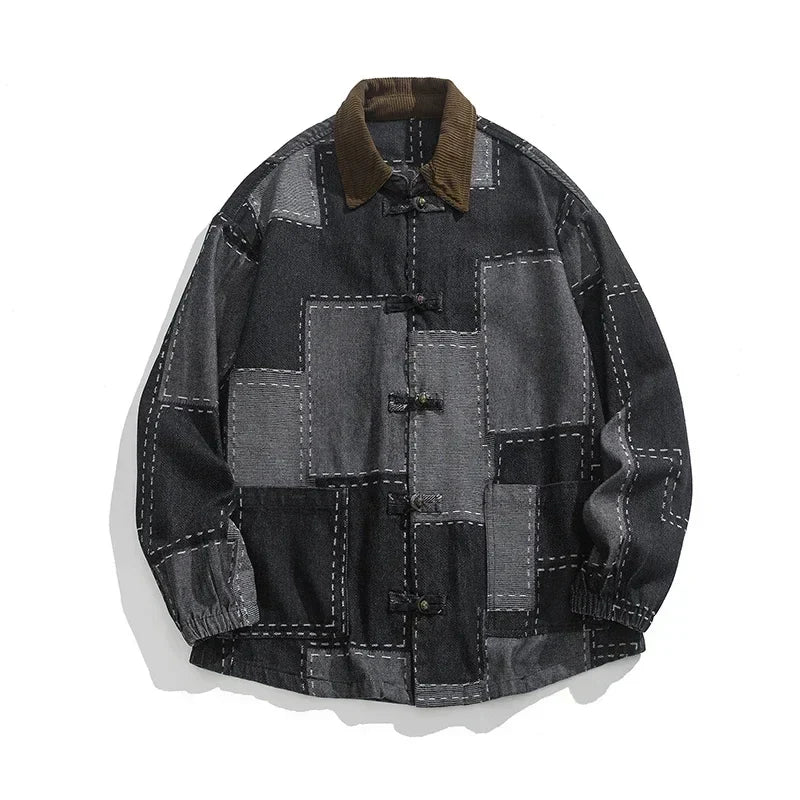 Men's Patchwork Denim Jacket - Thornhill Style-The Yellow Prime