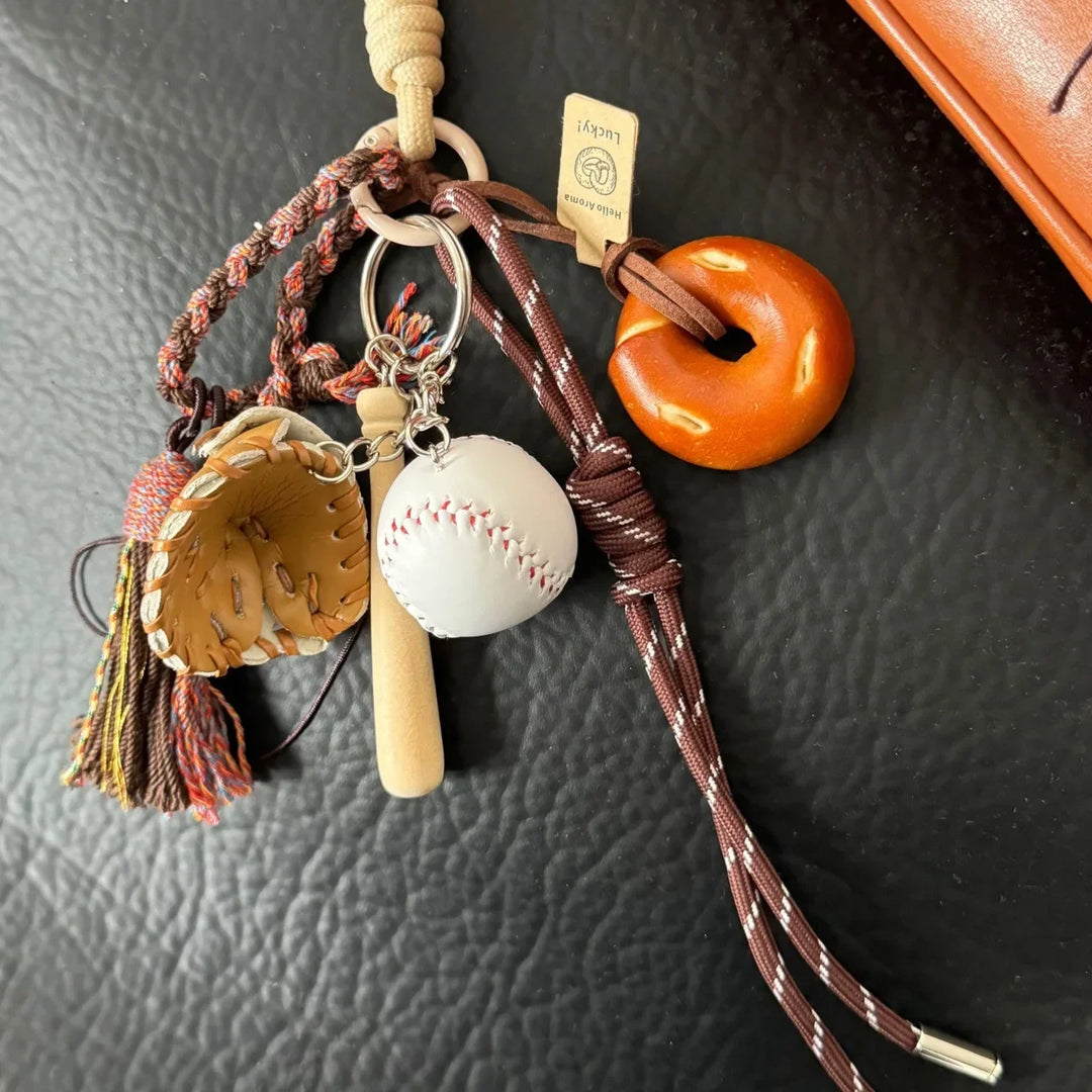 Women's Leather Dachshund Keychain Braid Rope Bag Charm-The Yellow Prime