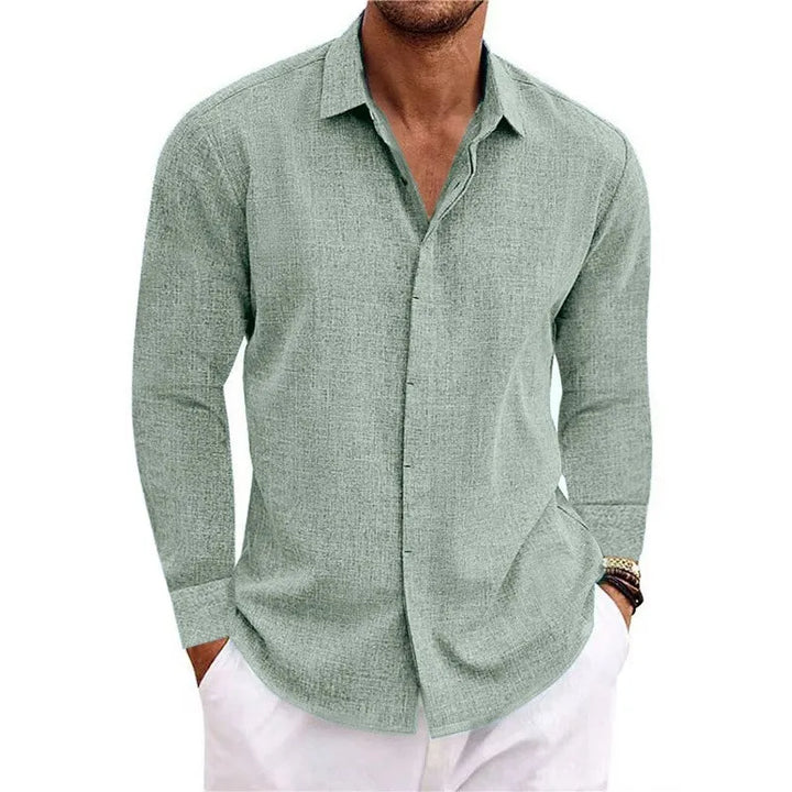 Men's Casual Plus Size Long Sleeve T-Shirt - Solid Color Top-The Yellow Prime