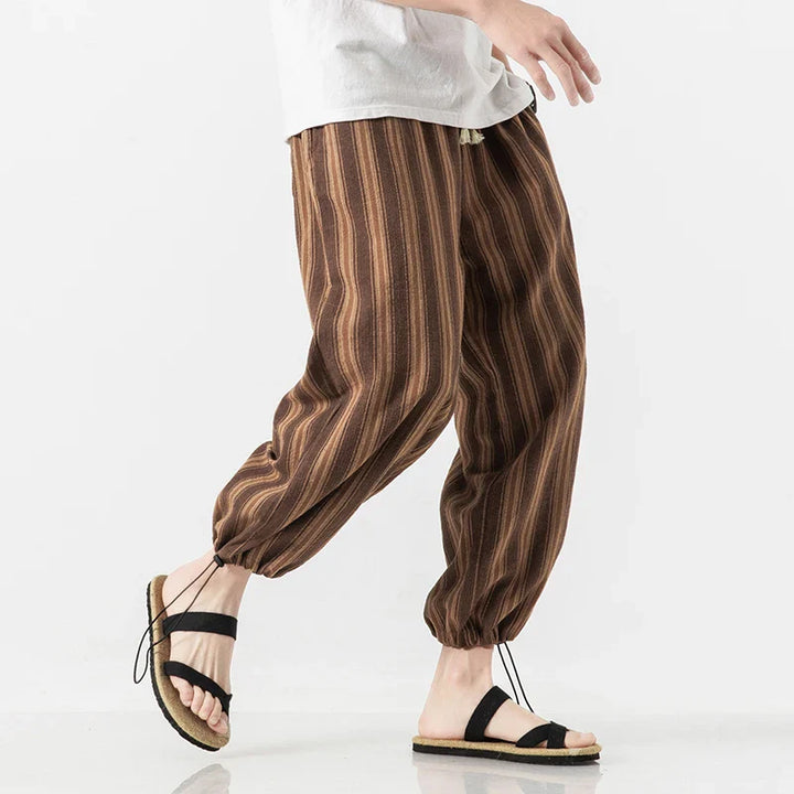 Men's Stripe Cotton Joggers - Cabo Style-The Yellow Prime