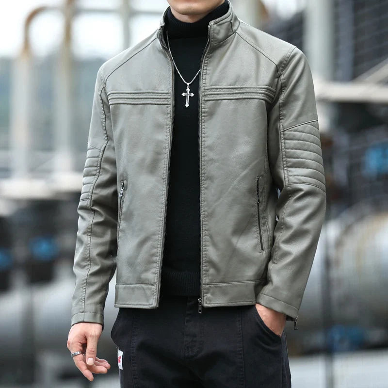 Men's Classic Leather Jacket-The Yellow Prime