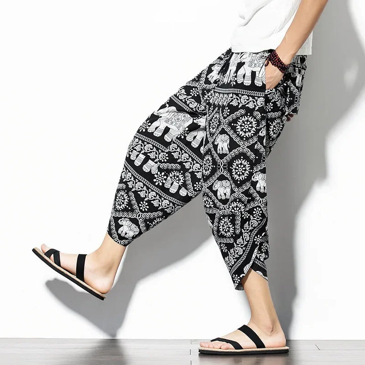 Men's Indigo Cropped Trousers-The Yellow Prime