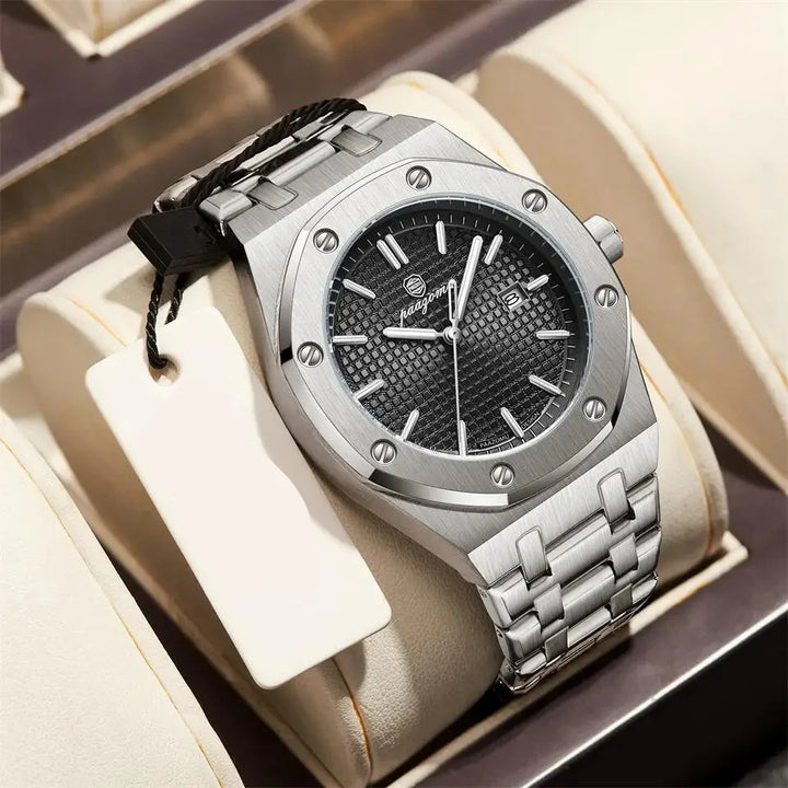 Men's Waterproof Quartz Stainless Steel Business Watch with Date-The Yellow Prime