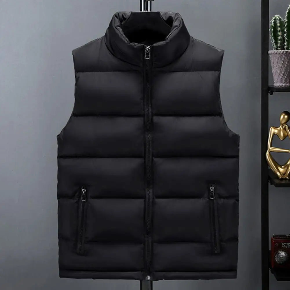 Men's Lightweight Quilted Puffer Vest with Slim Stand Collar