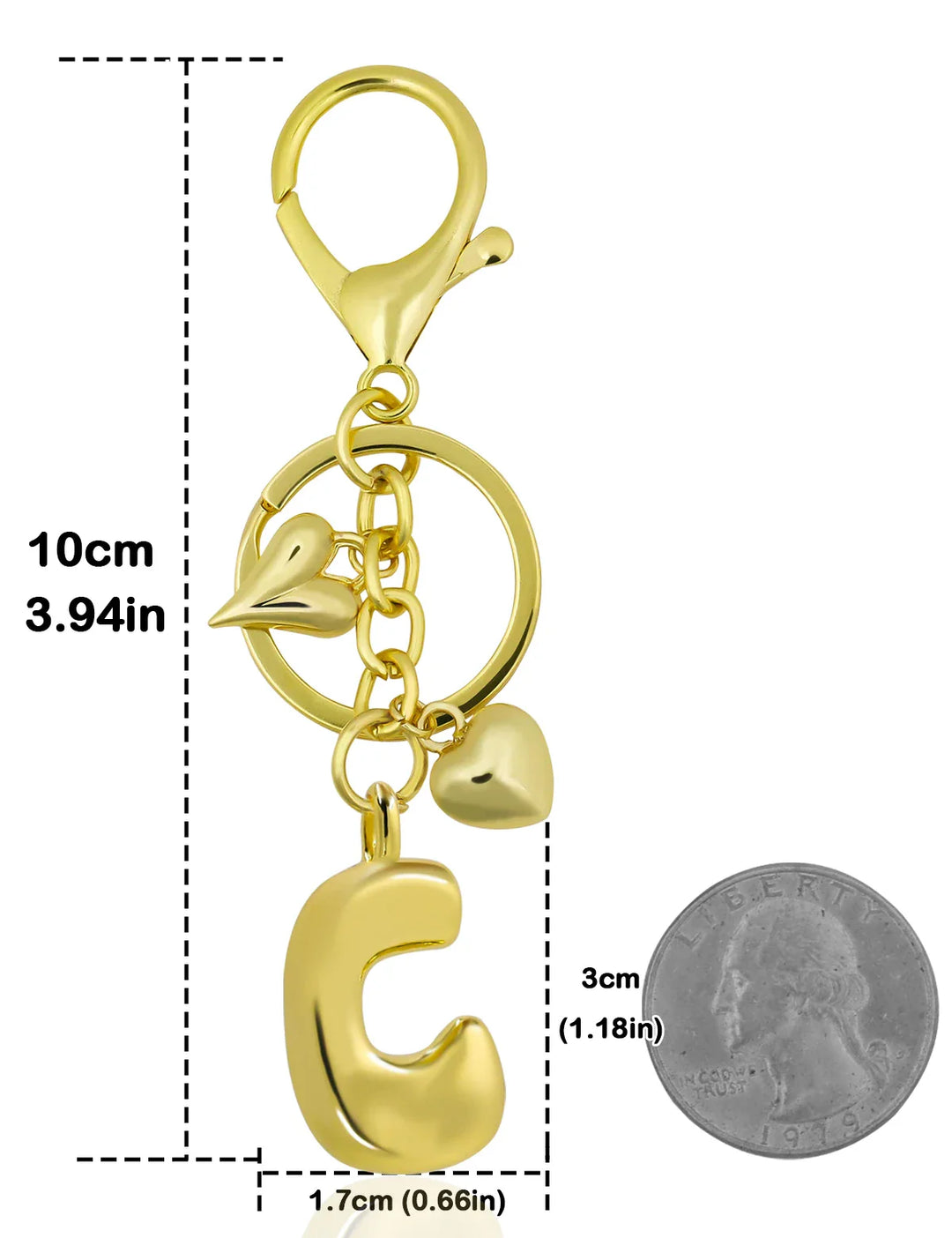 Women's Personalized Gold Bubble Letter Keychain Bag Charm Gift-The Yellow Prime