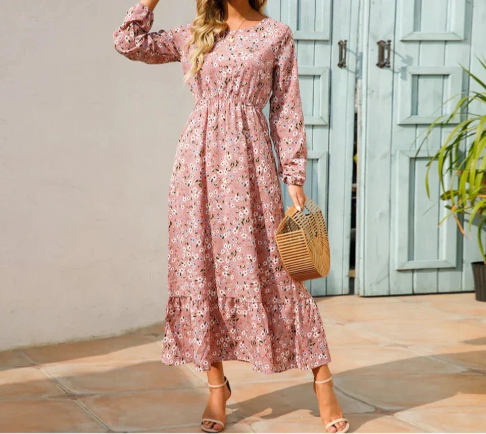 Maisie | Women's Long Sleeve Floral Maxi Dress-The Yellow Prime