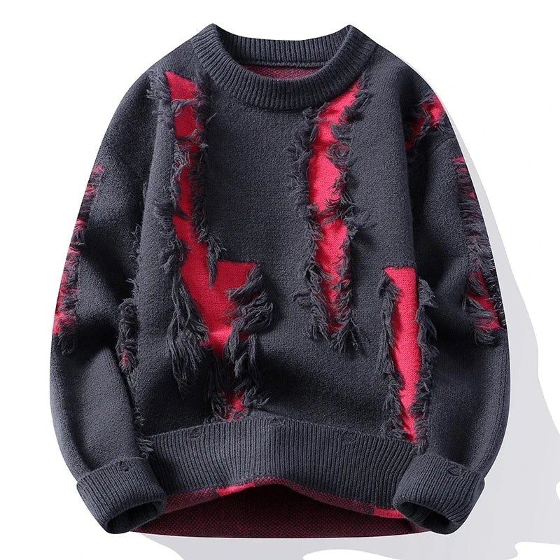 Liam | Men's Frayed Knit Pullover Sweater