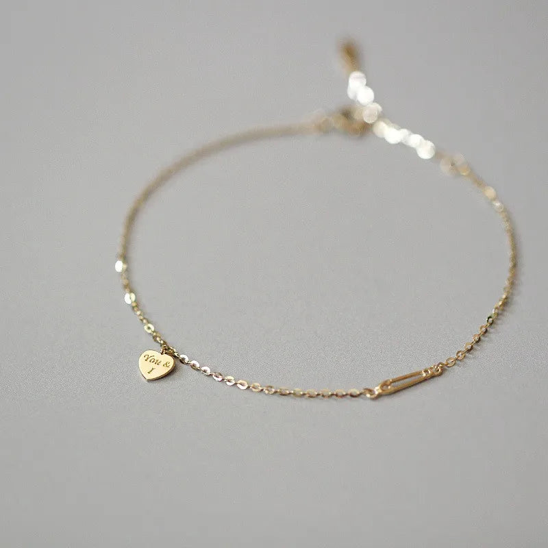 Women's Gold Heart Bracelet 14K Plated Silver Valentine's Gift-The Yellow Prime