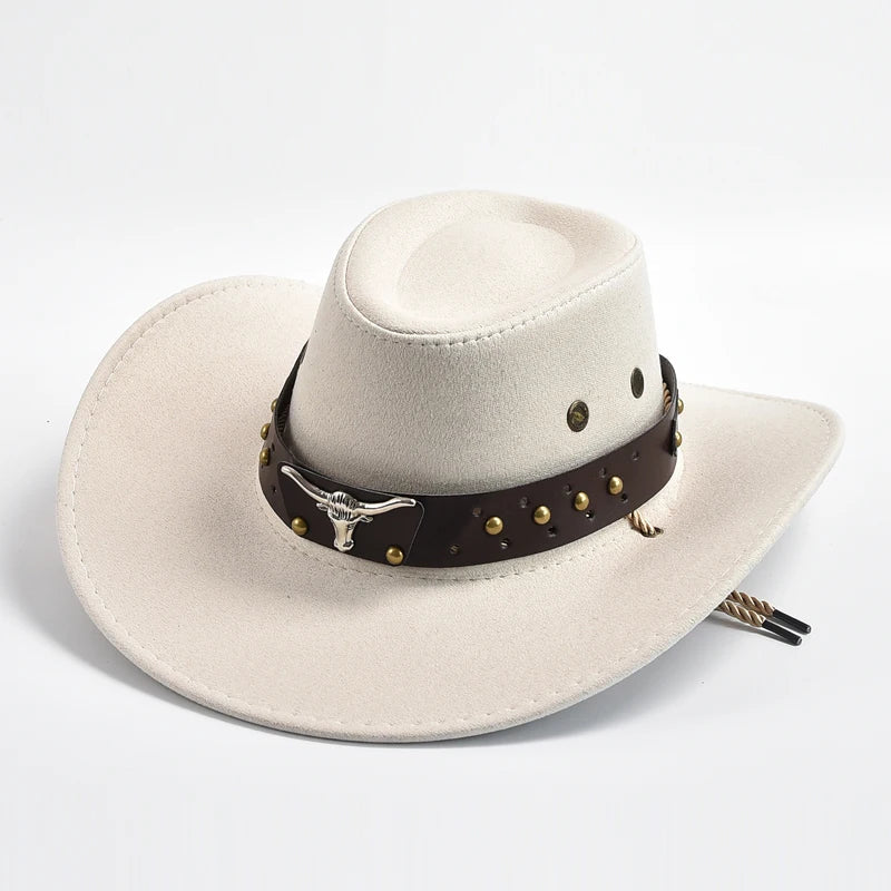 Men's Suede Cowboy Hat with Chin Strap for Western Style